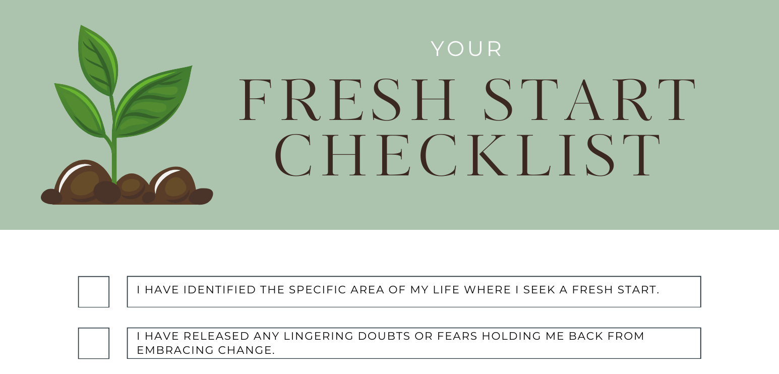 Preview of Fresh Start checklist with tips for healing after loss.